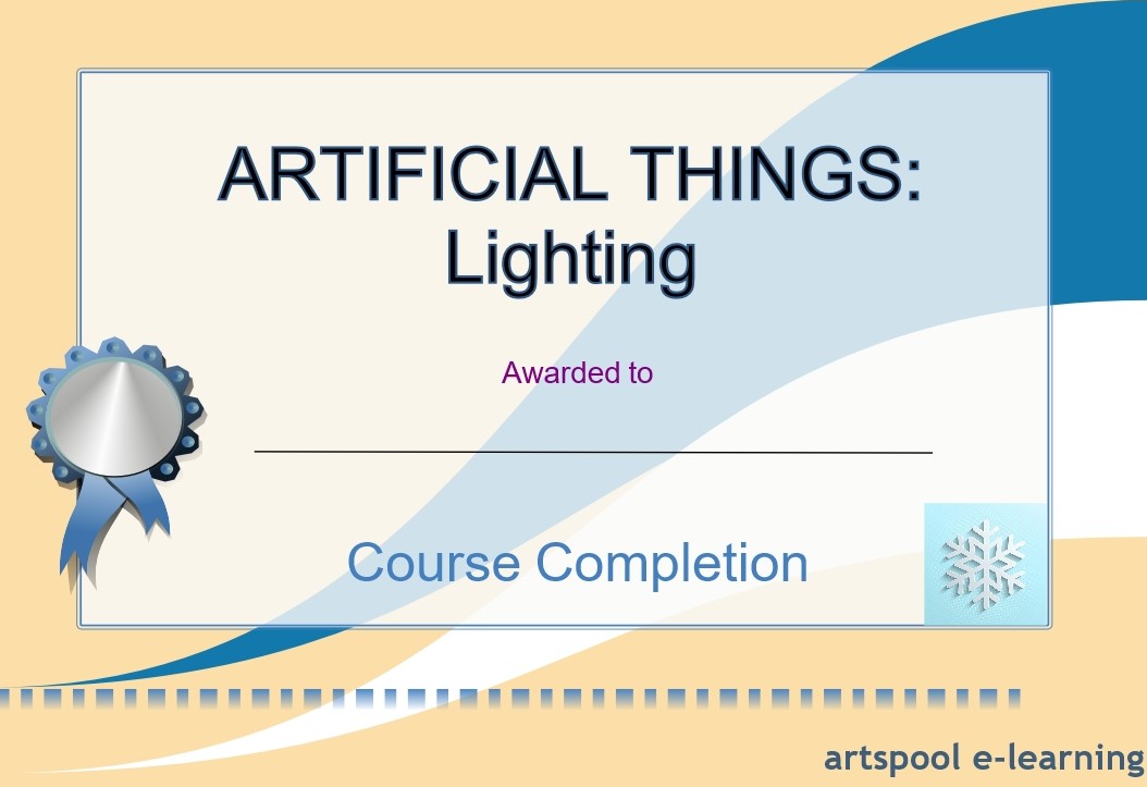 Artificial Things Lighting Certificate